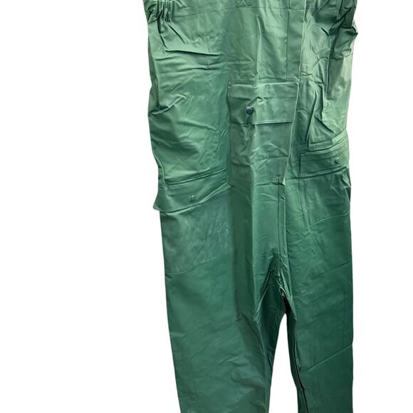 Chris Craft Dark Green Tufflex PVC Rainwear Jacket Suspender Pant Set Large - Picture 6 of 10